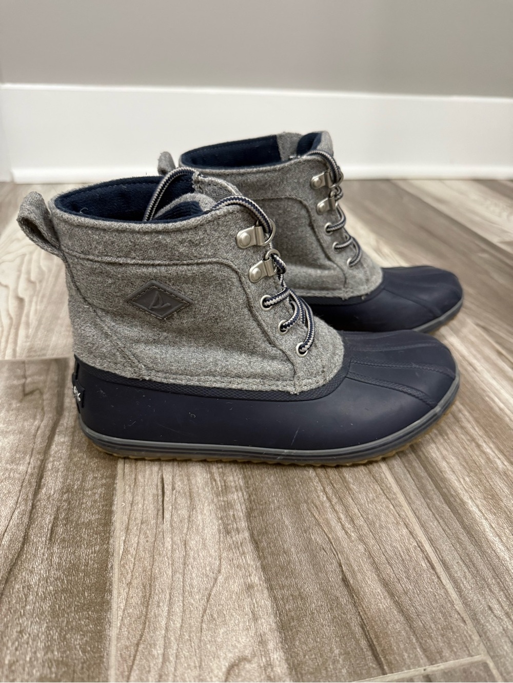 Sperry Kids Grey and Navy Waterproof Duck Boots